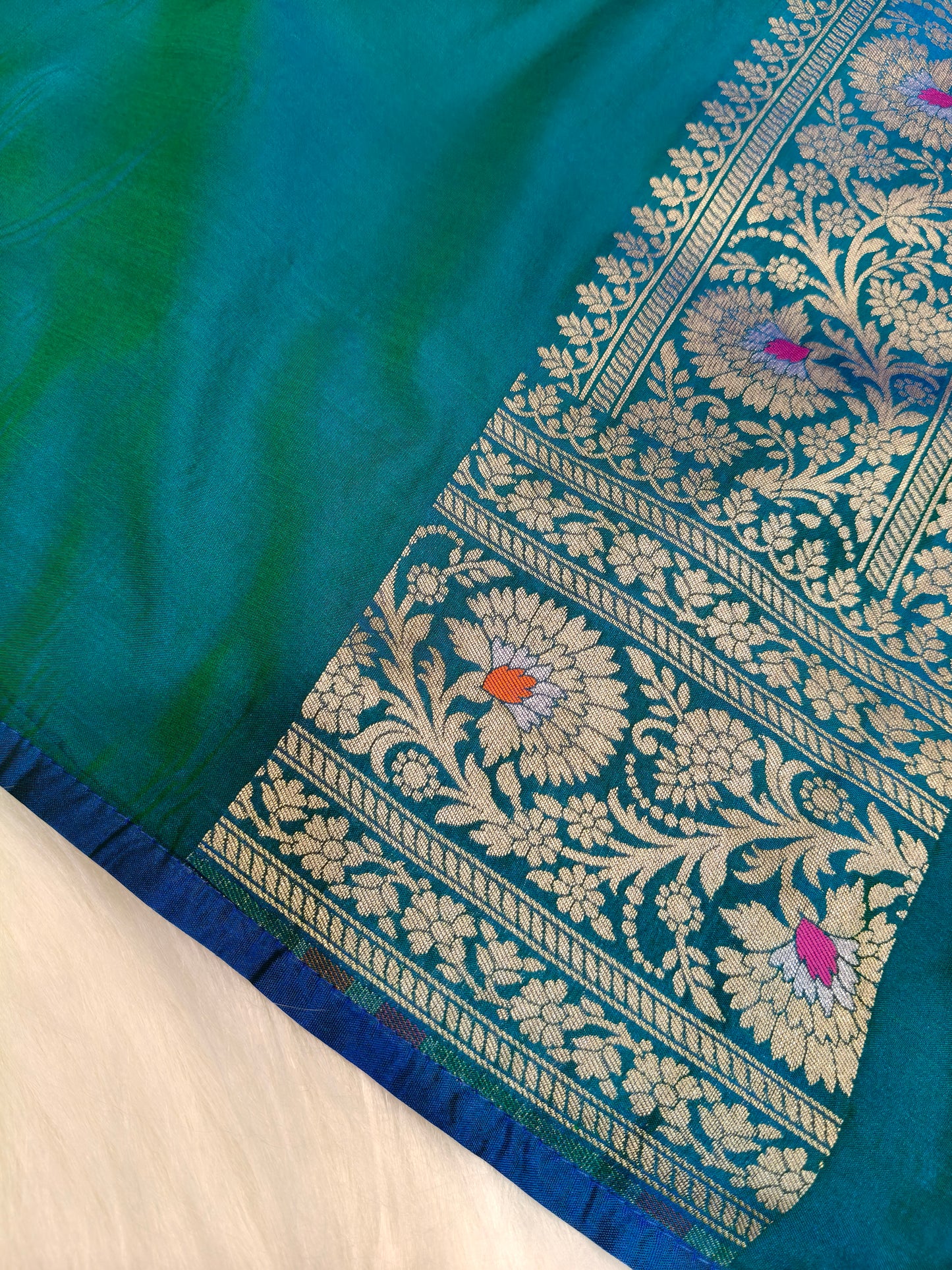 Banarasi Tanchhui Saree Peacock Shade With Multi Color Mina BTS002 15% Discount