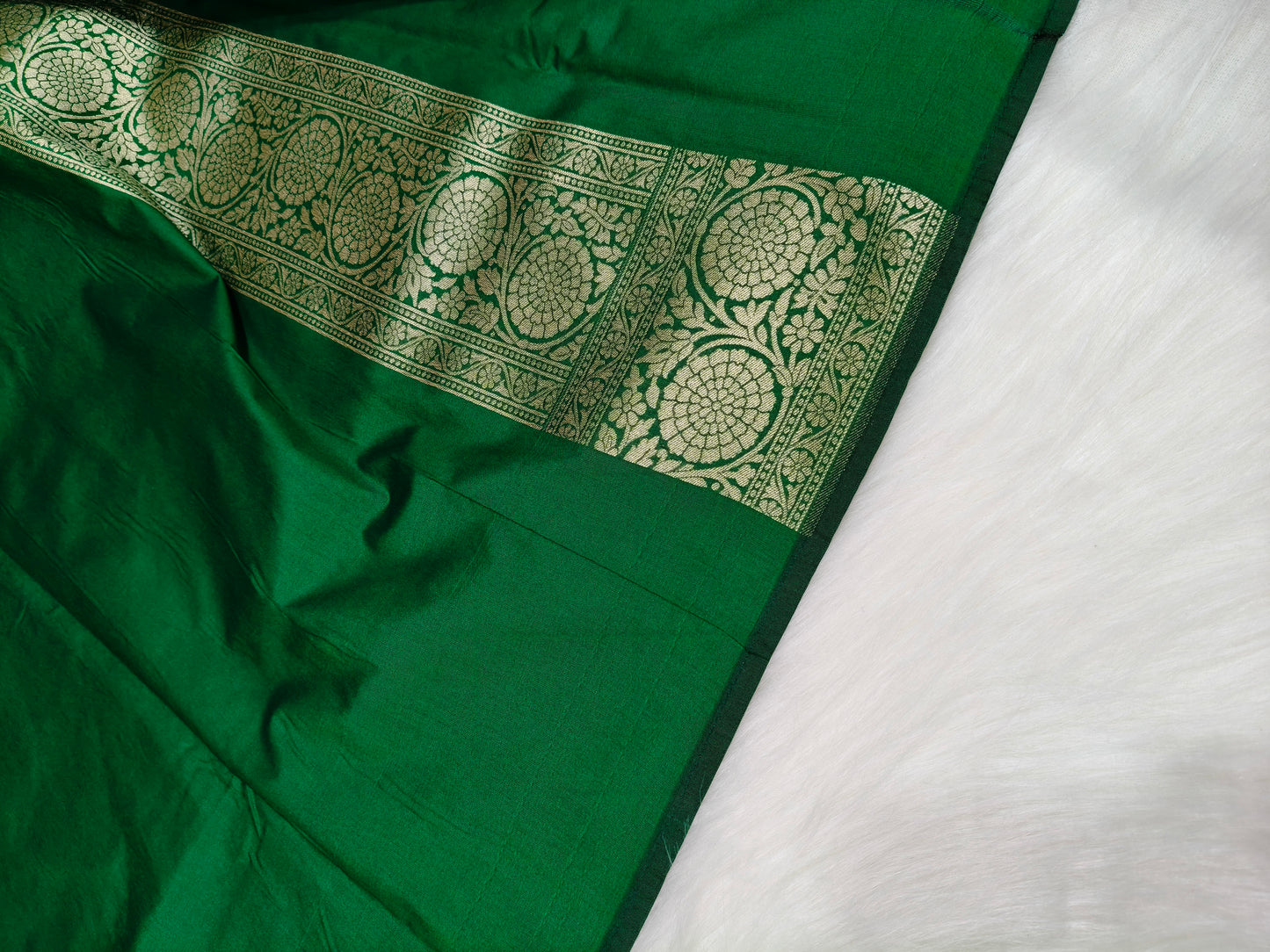 Banarasi silk Cutwork Minakari Saree Green Color Shade With Silver Zari Mina BCS004 15% discount