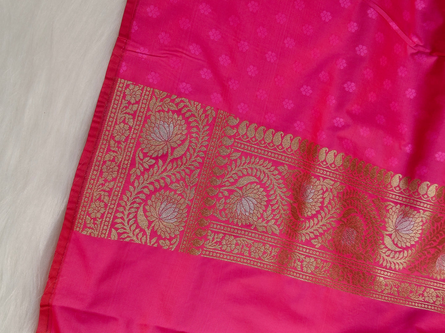 Banarasi Silk Cutwork Minakari Saree Rani Pink Shade With Silver Mina BCS005 50% Discount