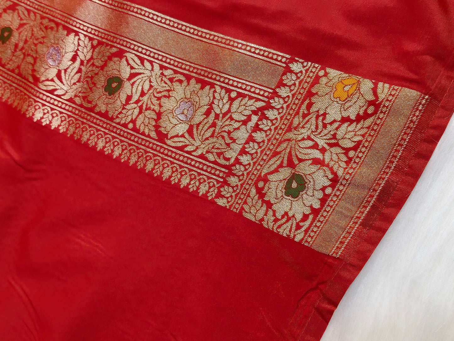 Banarasi Tanchhui Minakari Saree Deep Red Shade With Multi color Mina BTS011 25% Discount