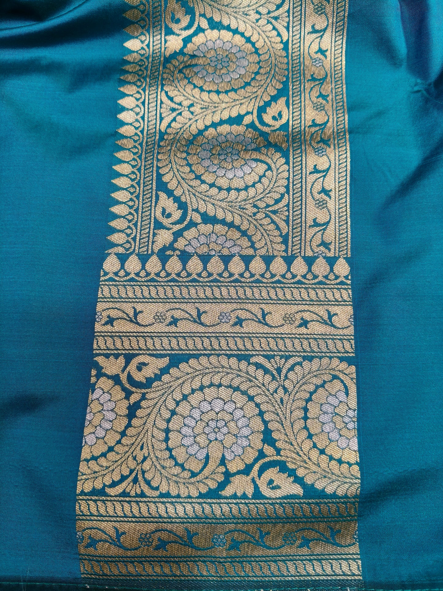 Banarasi Silk Cutwork Saree Teal Blue Shade With Rupa Minakari BCS007 25% Discount