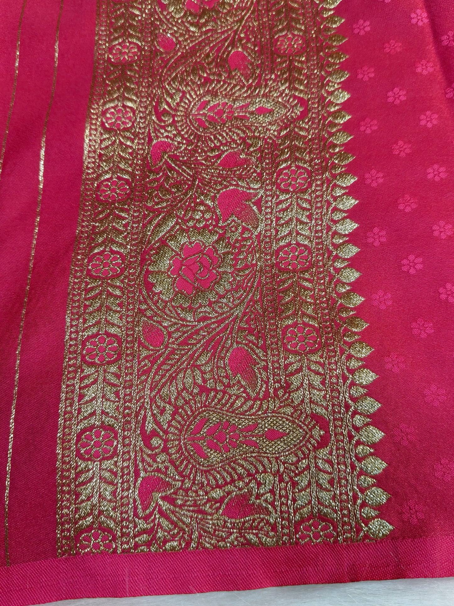 Satin Saree Strawberry Shade Floral Jaal Pattern SS002 75% Discount
