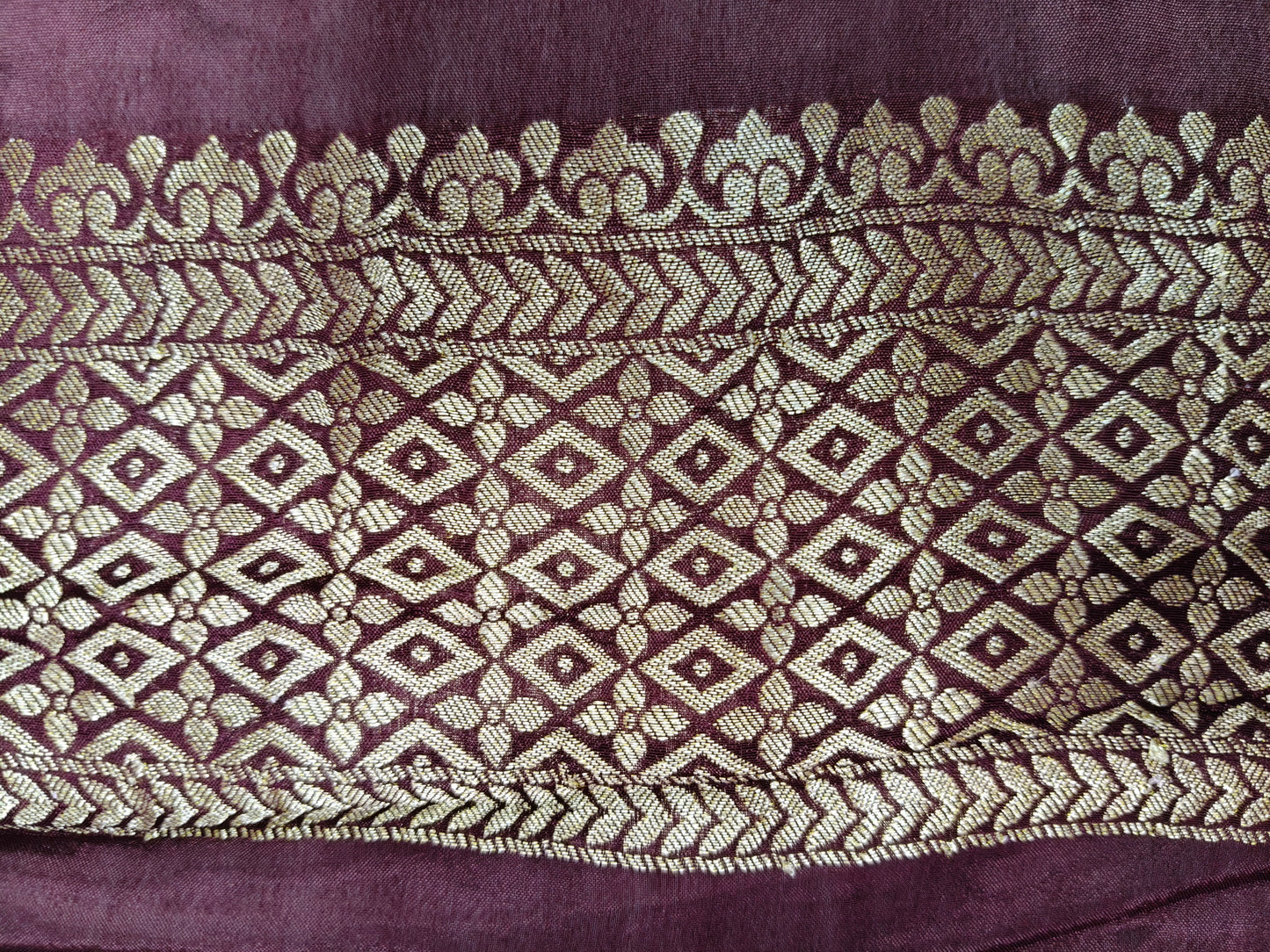 Crepe Banarasi Silk Saree Garnet Shade Floral Jaal Pattern CBS001 50% Discount