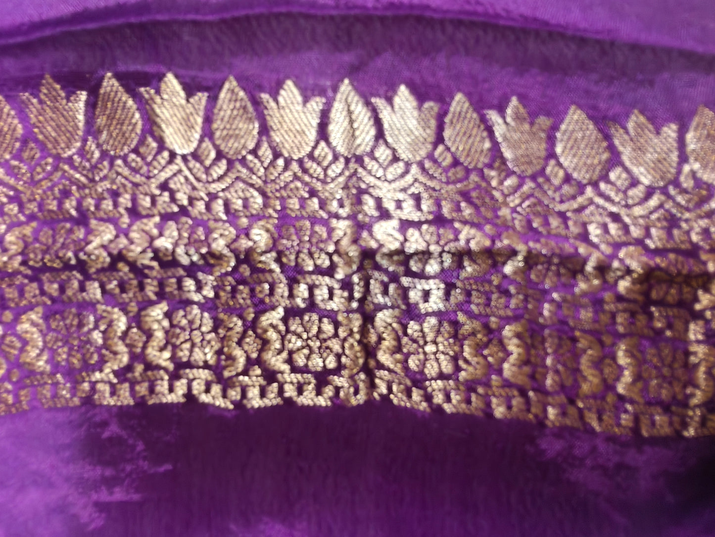 Crepe Banarasi Silk Saree Deep Purple Shade CBS007 50% Discount
