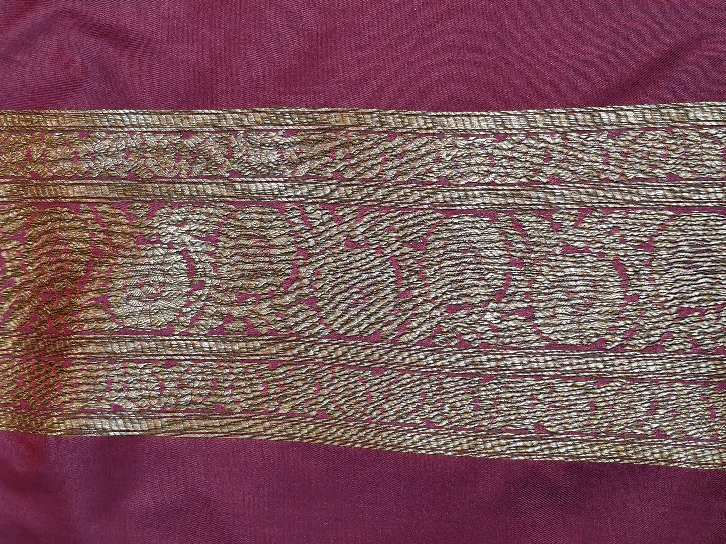 Banarasi Silk Brocade Antique Zari Saree Wine Shade AZ010 75% Discount