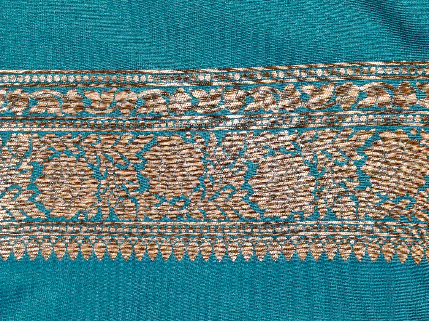 Banarasi Silk Brocade Antique Zari Saree Peacock Shade AZ005 75% Discount