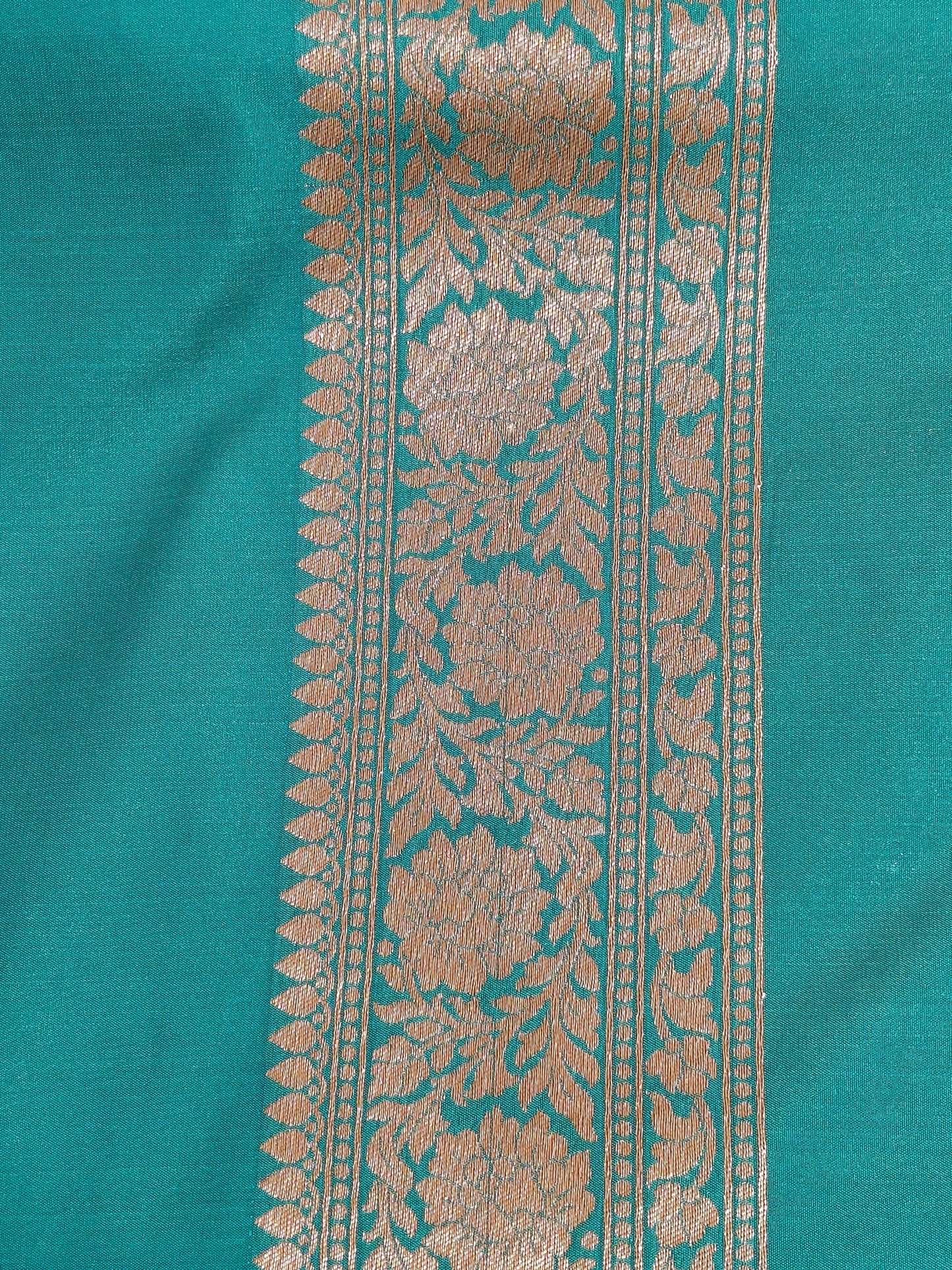 Banarasi Silk Brocade Antique Zari Saree Rama Color AZ001 75% Discount
