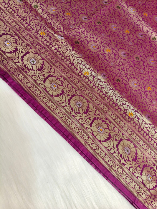 Banarasi Tanchhui Minakari Saree Wine Shade With Multi Color Mina BTS015   25% discount