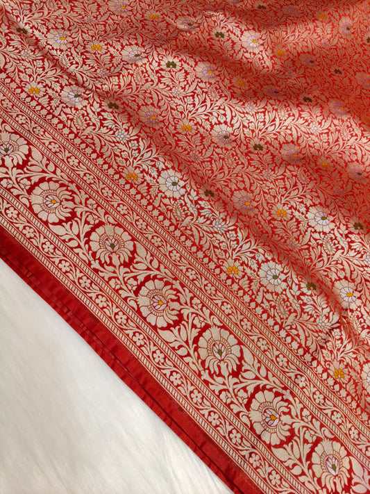 Banarasi Tanchhui Minakari saree Red Shade With Multi Color Mina BTS016   25% Discount