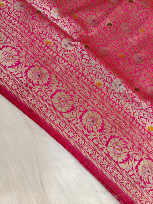 Banarasi Tanchhui Minakari Saree Red Rani Shade With Multi Color Mina BTS017   25% Discount