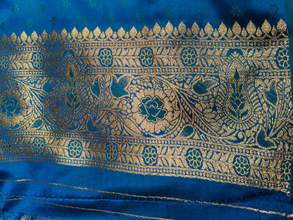 Satin Saree Peacock Shade Floral Jaal Pattern SS005   75% Discount