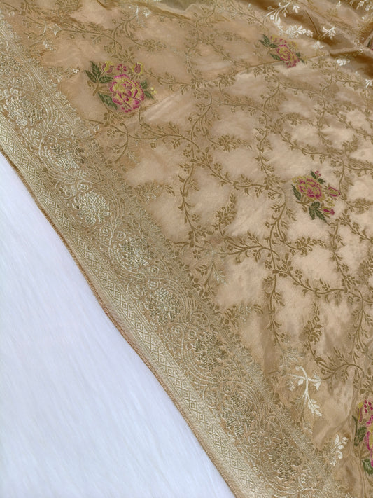 Crepe Banarasi Silk Saree Mustard Shade CBS010   50% Discount