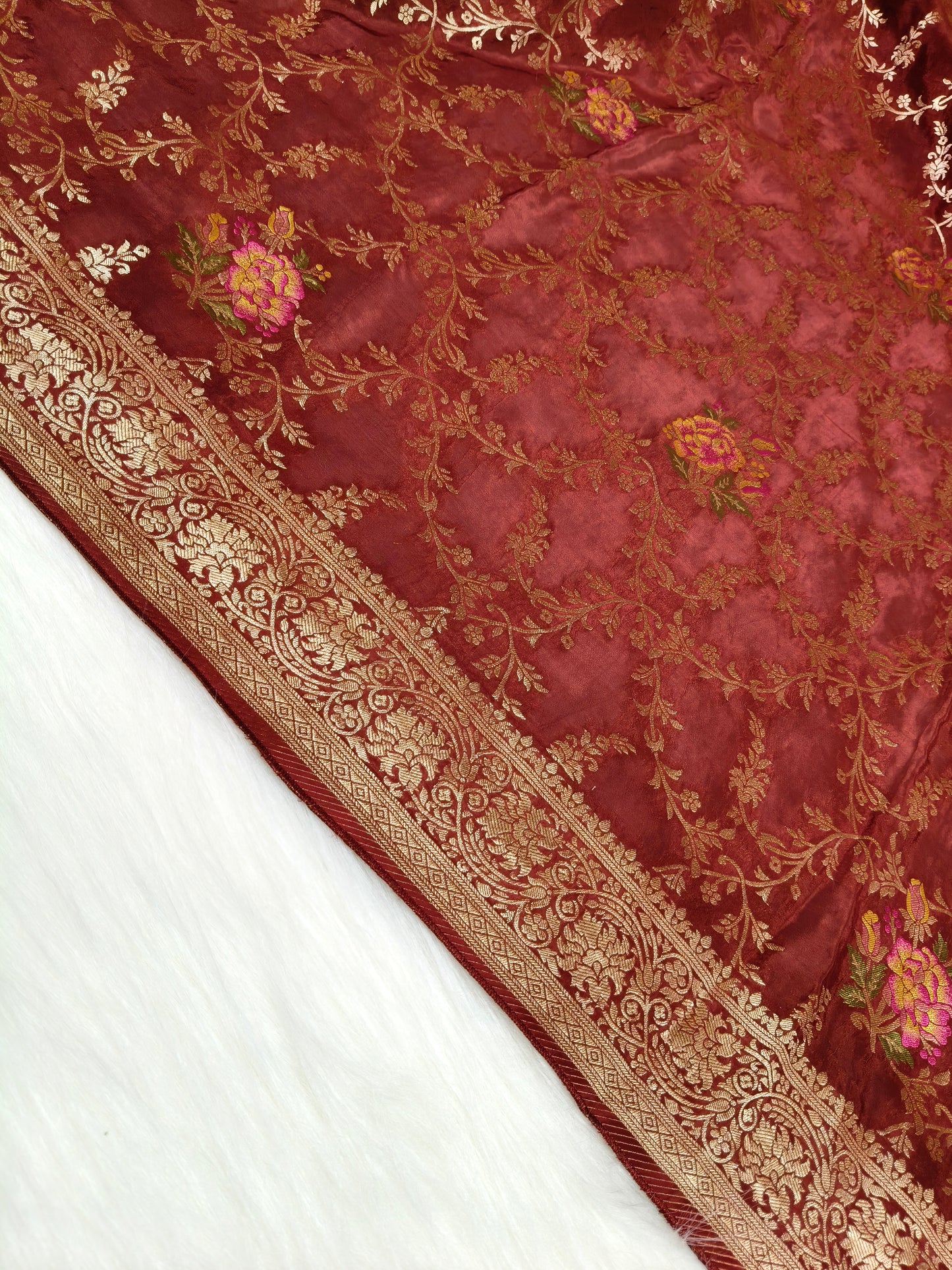 Crepe Banarasi Silk Saree Maroon Color shade CBS011   50% Discount