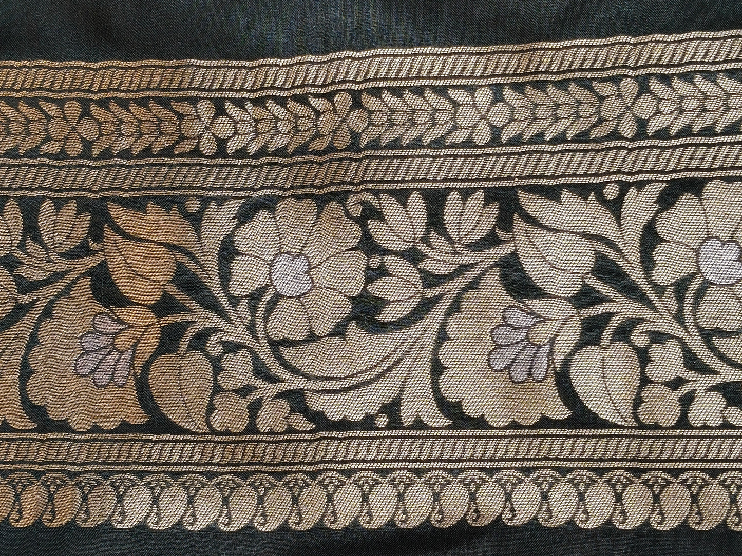 Banarasi Silk Brocade Saree Bottle Green Shade With Multi Color Mina BTS026  75% Discount